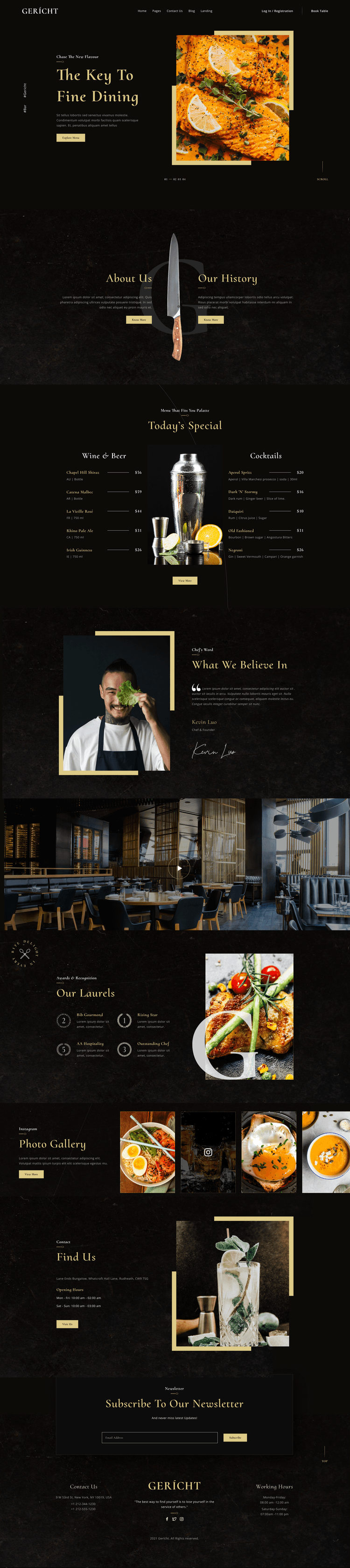 Restaurant landing page